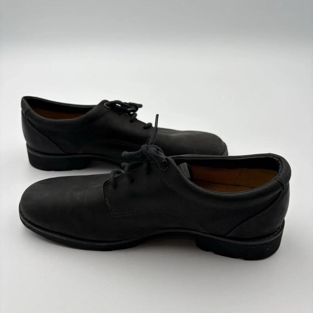 Timberland 95534 Mens 10.5M Black Leather Work Casual Oxford Scuffed Comfort